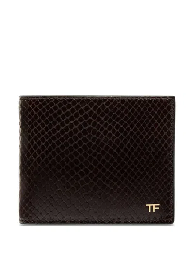 Tom Ford Logo-plaque Wallet In Brown