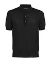 Tom Ford Classic Black Pique Polo With Textured Finish In Black