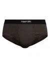 Tom Ford Logo-print Briefs In Brown