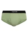 Tom Ford Logo-print Briefs In Green