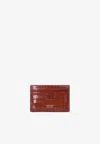 Tom Ford Croc-effect Leather Cardholder In Brown
