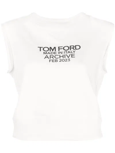 Tom Ford Logo-print Cotton Tank Top In White