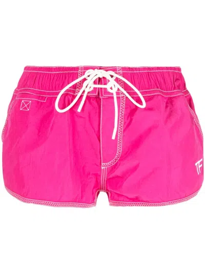TOM FORD LOGO-PRINT DRAWSTRING SHORTS