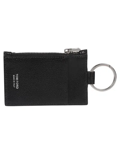Tom Ford Logo Print Goat Skin Wallet In Black