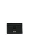 Tom Ford Black Card Holder With Embossed Lgoo Lettering On The Front And Money Clip In Grained Leather Man In Black