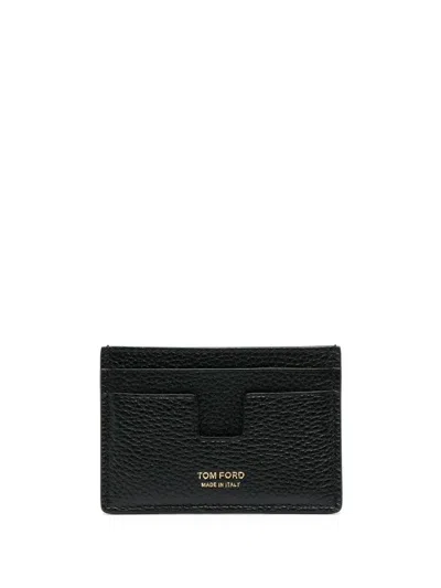 TOM FORD LOGO-PRINT LEATHER CARDHOLDER