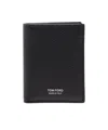 Tom Ford Black Soft Grain Leather T Line Passport Holder In Black