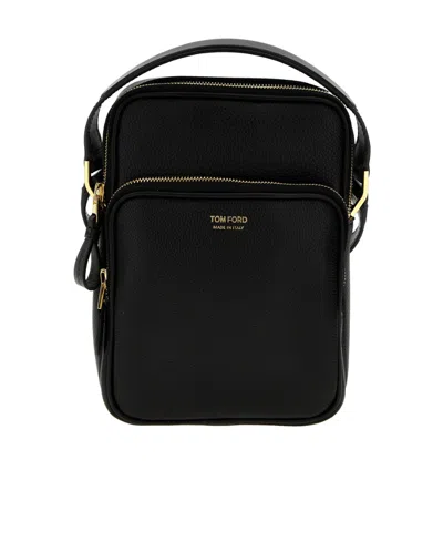 Tom Ford Logo-print Messenger Bag In Black