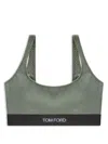 Tom Ford Logo-print Scoop-neck Bra In Green