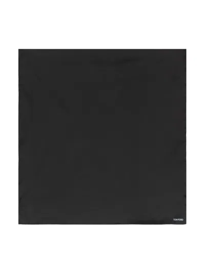 Tom Ford Silk Pocket Square Scarf In Schwarz