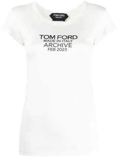 TOM FORD LOGO-PRINT SILK T-SHIRT