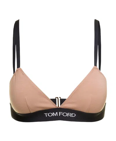 Tom Ford Logo-print Triangle Bra In Nude
