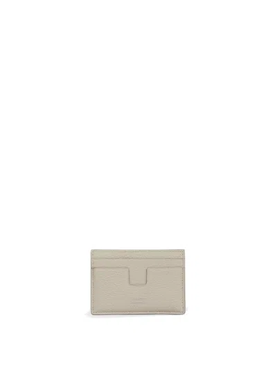 Tom Ford Logo Printed Card Holder In Beige