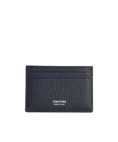 Tom Ford Logo Printed Card Holder In Blue