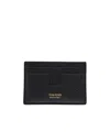 Tom Ford Black Card Holder With Embossed Lgoo Lettering On The Front And Money Clip In Grained Leather Man In Brown