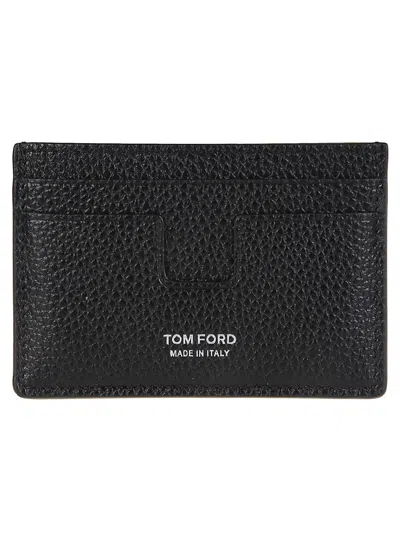 Tom Ford Logo Printed Classic Credit Card Holder In Black/lime