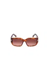Tom Ford Logo Rectangular Frame Sunglasses In Brown