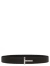 Tom Ford Logo Reversible Belt Belts Multicolor In Black
