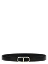 Tom Ford Adjustable Logo Reversible Belt With Metal Buckle In Black