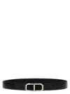 Tom Ford Adjustable Logo Reversible Belt With Metal Buckle In Black