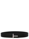 Tom Ford Men Logo Reversible Belt In Black
