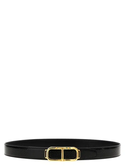 Tom Ford Logo Reversible Belt In Black