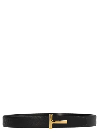Tom Ford Logo Reversible Belt In Black
