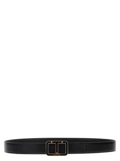 Tom Ford Logo Reversible Belt In Black
