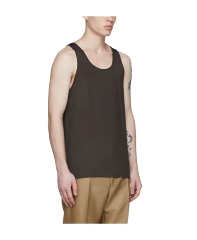 Tom Ford Logo Round Collar Rib Knitted Sleeveless Vest In Black