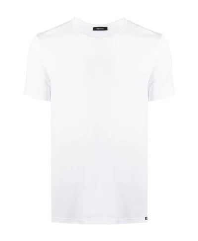 Tom Ford Placed Rib Slim-fit Lyocell And Cotton-blend T-shirt In Neutrals