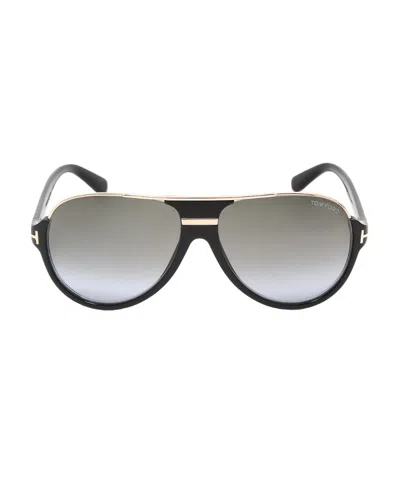 Tom Ford Logo Round Frame Sunglasses In Gray