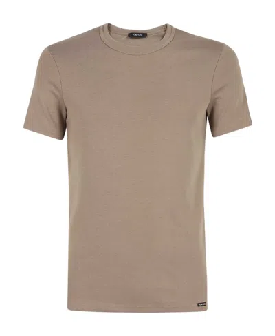 Tom Ford Logo Short Sleeve T-shirt In Nude