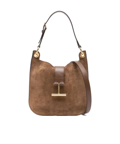 Tom Ford Logo Shoulder Bag In Brown