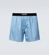 Tom Ford Logo Silk-blend Boxer Briefs In Blue