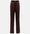 Tom Ford Pantaloni Pajama In Raso Di Seta Elasticizzato In Brown
