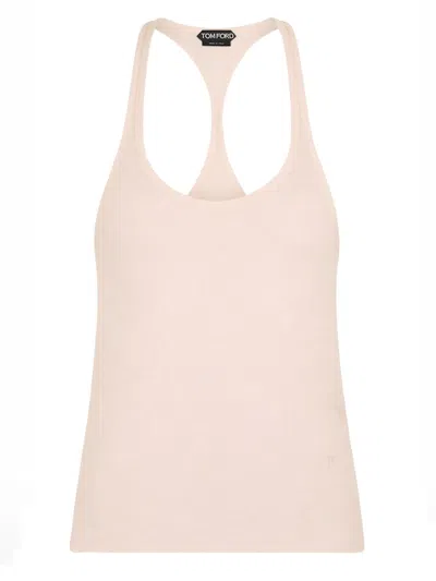 Tom Ford Logo Silk Shirt In Pink