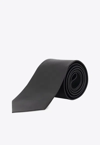 Tom Ford Logo Silk Tie In Black
