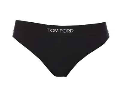 Tom Ford Logo平纹针织内裤 In Black