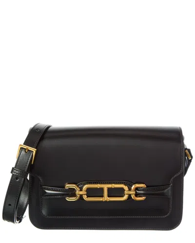 Tom Ford Logo Small Leather Shoulder Bag In Black
