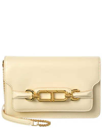 Tom Ford Logo Small Leather Shoulder Bag In Neutral