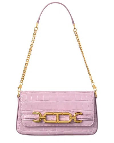 Tom Ford Logo Small Leather Shoulder Bag In Purple