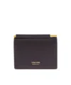 Tom Ford Bordeaux Bi-fold Wallet With Embossed Logo Lettering On The Front In Grained Leather Man