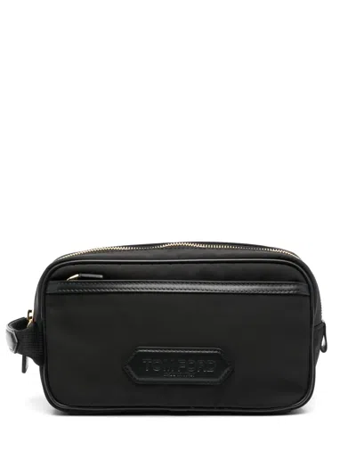 Tom Ford Logo-stamp Clutch Bag In Black