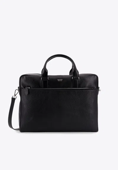 Tom Ford Logo Stamp Leather Briefcase