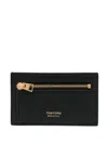 Tom Ford Logo-stamp Leather Card Holder In Black