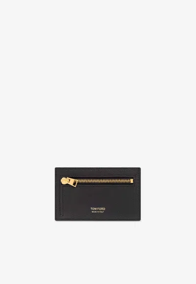 TOM FORD LOGO-STAMP LEATHER CARDHOLDER
