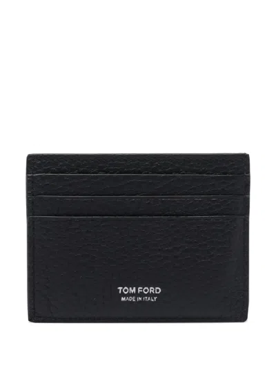 Tom Ford Logo-stamp Leather Cardholder In Black