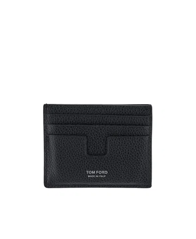 Tom Ford Logo-stamp Leather Wallet In Black