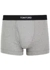 Tom Ford Logo-embroidered Cotton-blend Jersey Boxers In Grey