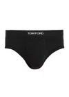 Tom Ford Logo-print Slim-fit Stretch-cotton Briefs In Black